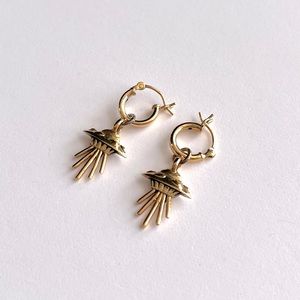 Little Rooms small flying saucer earrings in antique gold vermeil